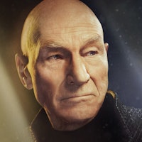 Patrick Stewart as Jean-Luc Picard in Season 3.