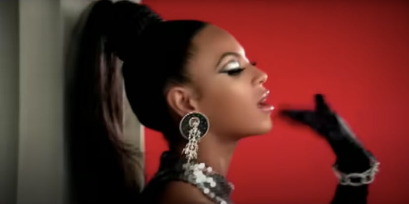 Beyoncé rocks a high ponytail in the "Get Me Bodied" music video.