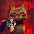 Stray keyart but the cat has a gun