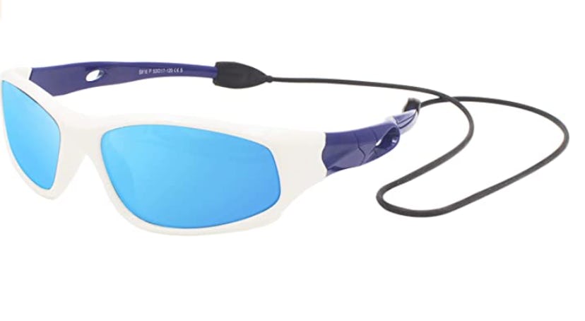 blue and white strapped sports sunglasses from vatter