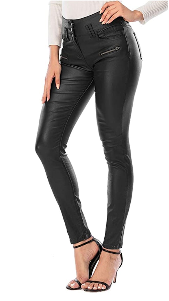 ECUPPER Faux Leather High Waist Stretch Push Up Pant