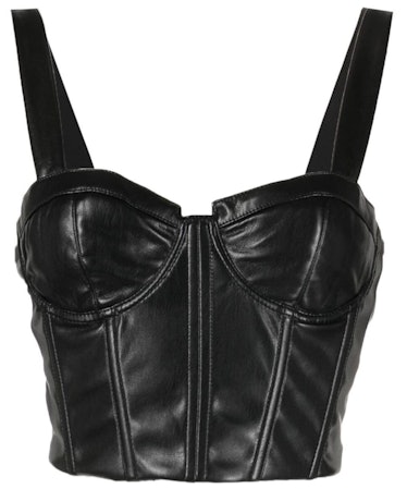 Alice + Olivia Jeanna bustier faux-leather cropped top