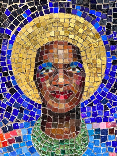 A mosaic of Marsha P. Johnson at Trailblazers Park in Fire Island Pines