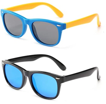 blue and yellow and black and blue sunglasses