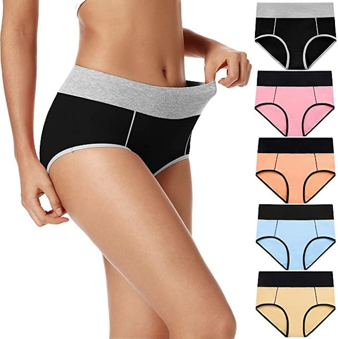 POKARLA High-Waisted Cotton Briefs (5-Pack)