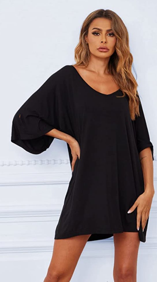 Ekouaer Deep V Neck Nightgown