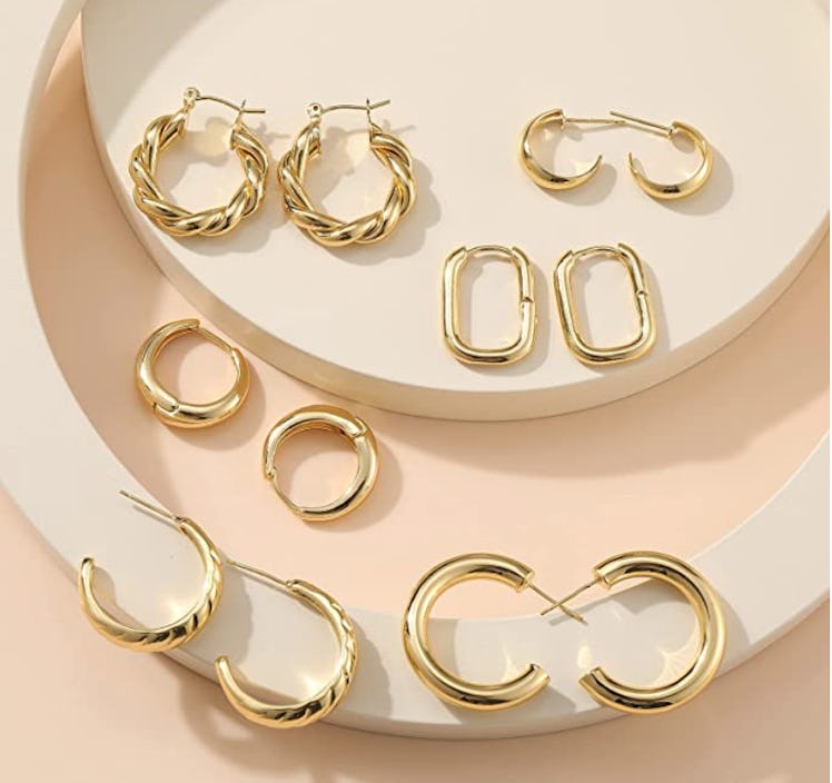 17 MILE Gold Hoop Earrings Set (6 Pairs)