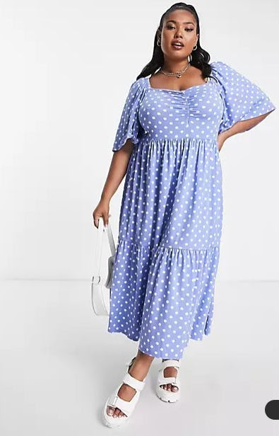 Yours Sweetheart Tiered Midi Dress With Floaty Sleeves