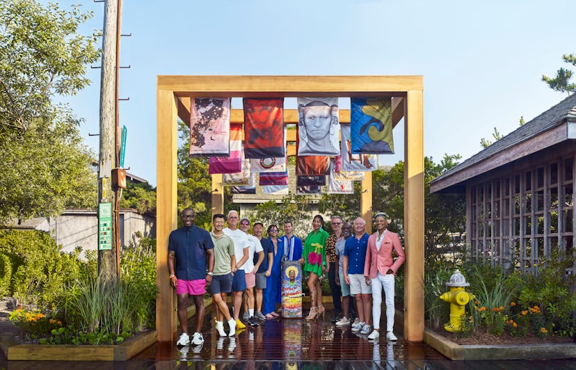 A group standing at the entrance of Trailblazers Park in Fire Island Pines