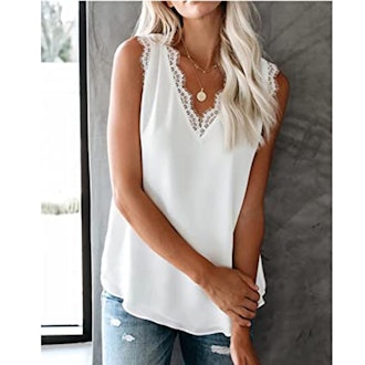 lime flare Lace Trim Tank Top