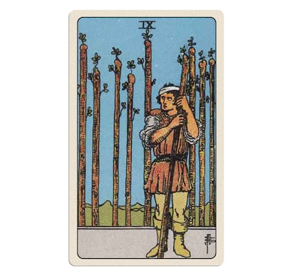 The nine of wands in the rider waite tarot in this august 2022 tarot reading.