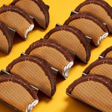 Choco Tacos lined up against a yellow background. The popular ice cream treat has just been disconti...