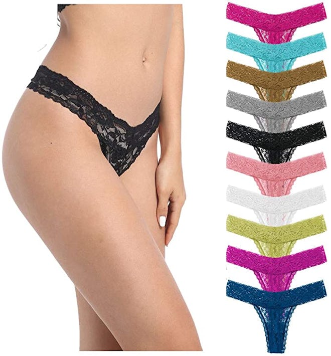 Delcroix Low-Waist Lace Thongs (10-Pack)