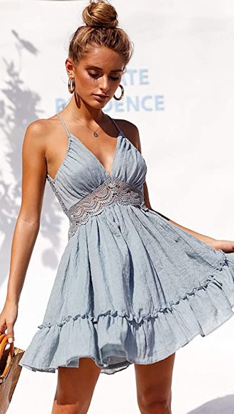 ECOWISH  Lace Mini Swing Dress