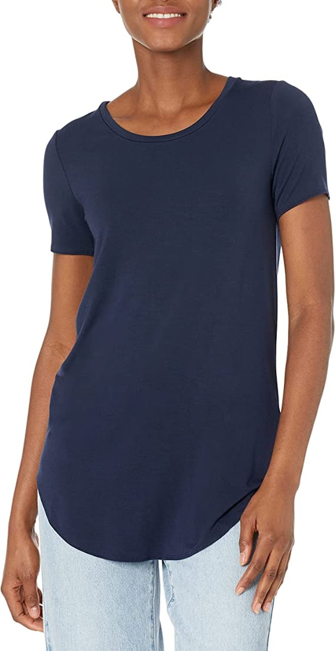 Daily Ritual Short-Sleeve Open Crew-Neck Tunic