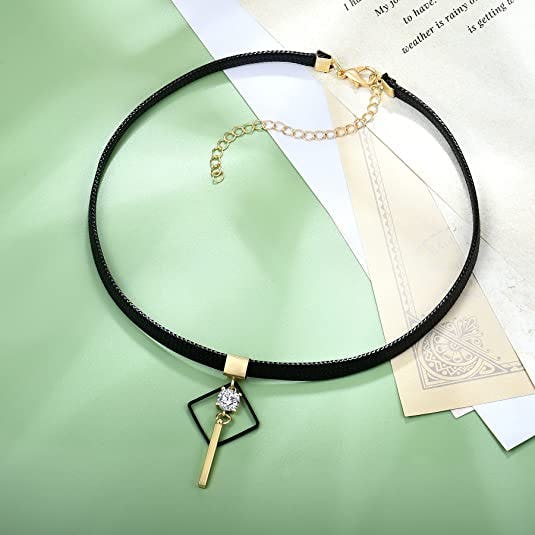 FJ Black Leather Choker Necklace
