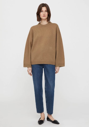 Monogram Embroidery Knit Camel