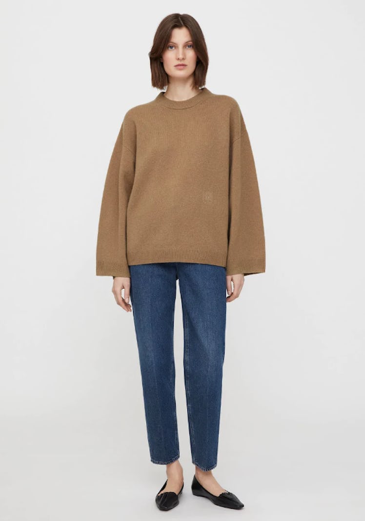 Monogram Embroidery Knit Camel