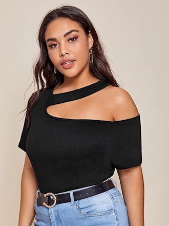 SheIn One Shoulder Short Sleeve T-Shirt