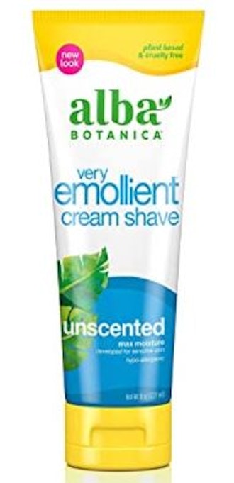 Alba Botanica Very Emollient Cream is the best budget friendly shaving cream for sunburns.