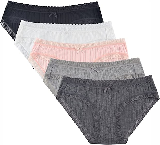 Knitlord  Soft Bikini Panties Lace Trim (5-Pack)