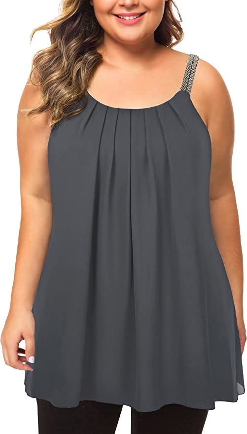 MANER Pleated Chiffon Tank Top