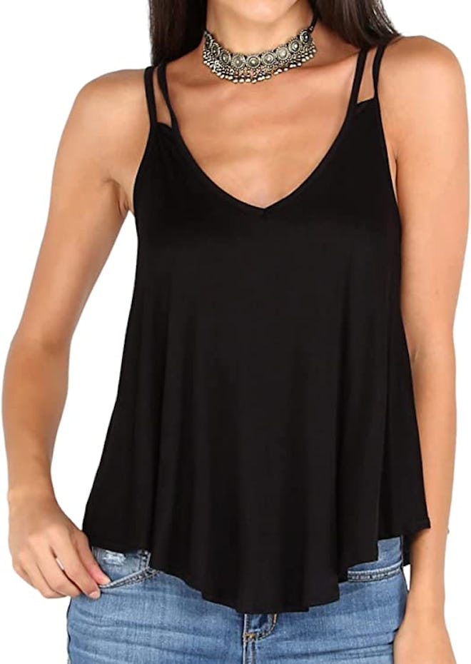 MakeMeChic Loose V-Neck Tank