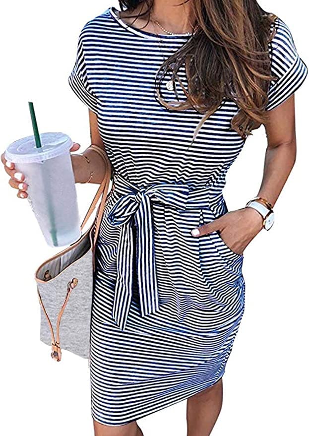 MEROKEETY Tie Waist Midi Dress