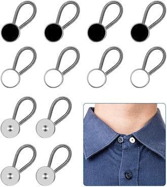 Pants Button Extender Shirt Collar Extenders: 8 Pcs Jeans Waist Silicone Extender  Button for Mens and Women - 6 Pcs Neck Button Extender Collar Extenders for  Mens Dress Shirts