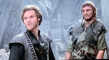 Kenneth Marshall and Liam Neeson in Krull.