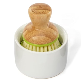 Full Circle Ceramic Soap Dispenser & Bamboo Brush