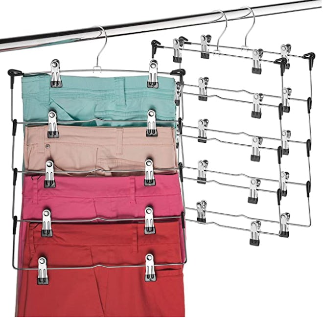 ZOBER Space Saving 5 Tier Metal Skirt Hanger (3-Pack)