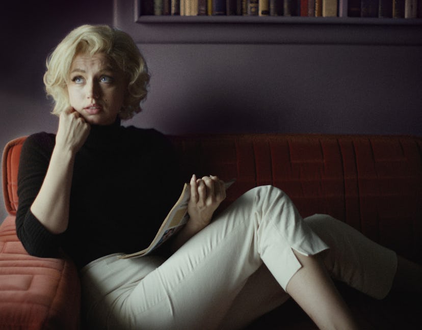 Ana de Armas as Marilyn Monroe looking up in the Netflix film 'Blonde'
