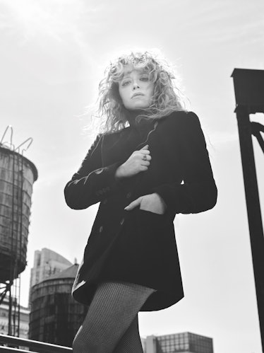 Natasha Lyonne wearing fishnet tights in a COS campaign