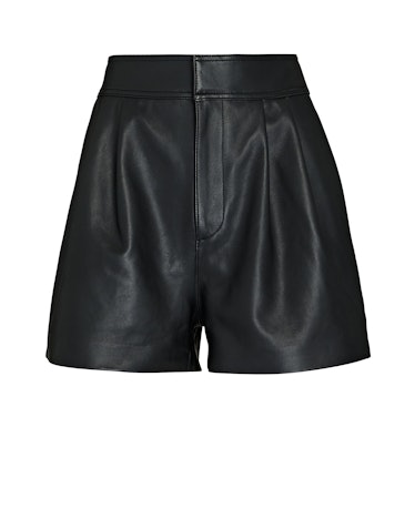 Intermix leather shorts