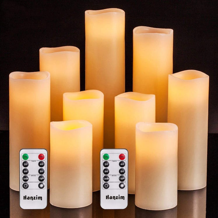 Hanzim Flameless Flickering Battery Operated Candles (Set of 9)