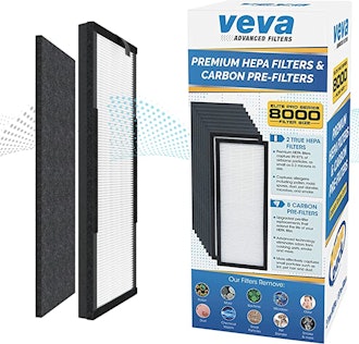 VEVA 8000 Elite Pro Series Air Purifier HEPA Filter & 4 Premium Activated Carbon Pre Filters 