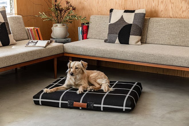 Modern Black Plaid Dog Bed