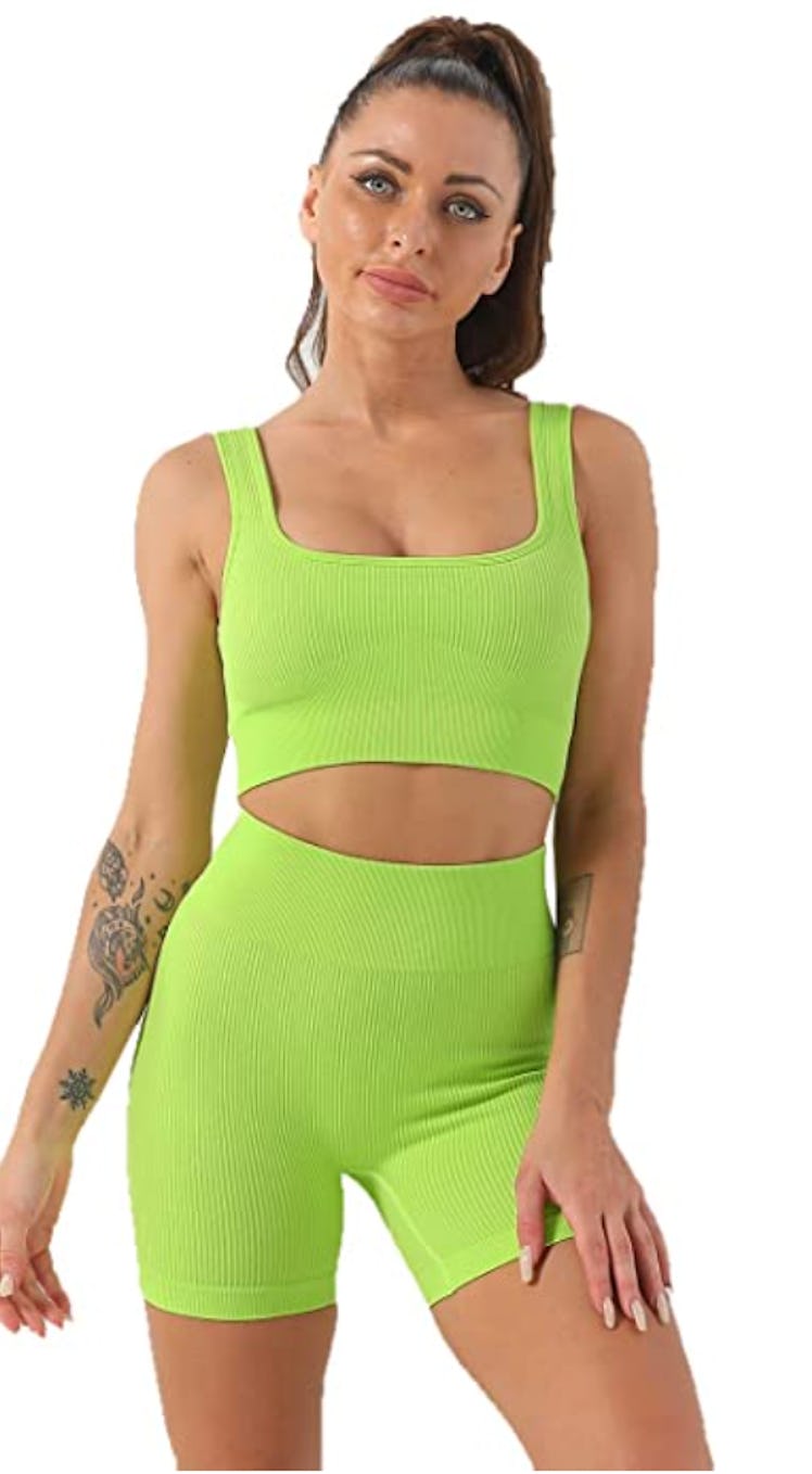 A lime green workout set from Amazon.