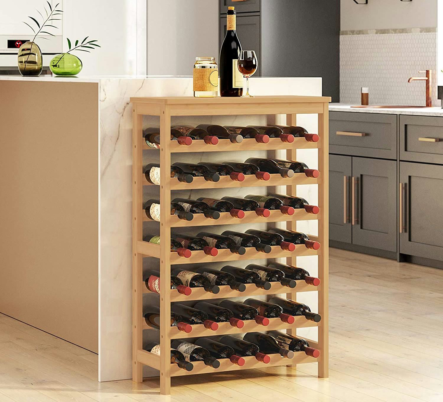 With a 42-bottle capacity and simple wood look, this SONGMICS Wine Rack is one of the best wine rack&hellip;