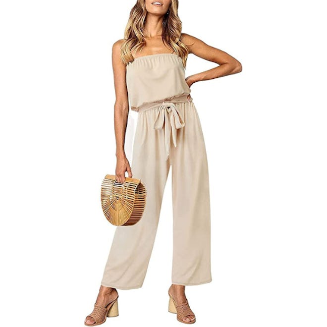 ZESICA Belted Off Shoulder Jumpsuit