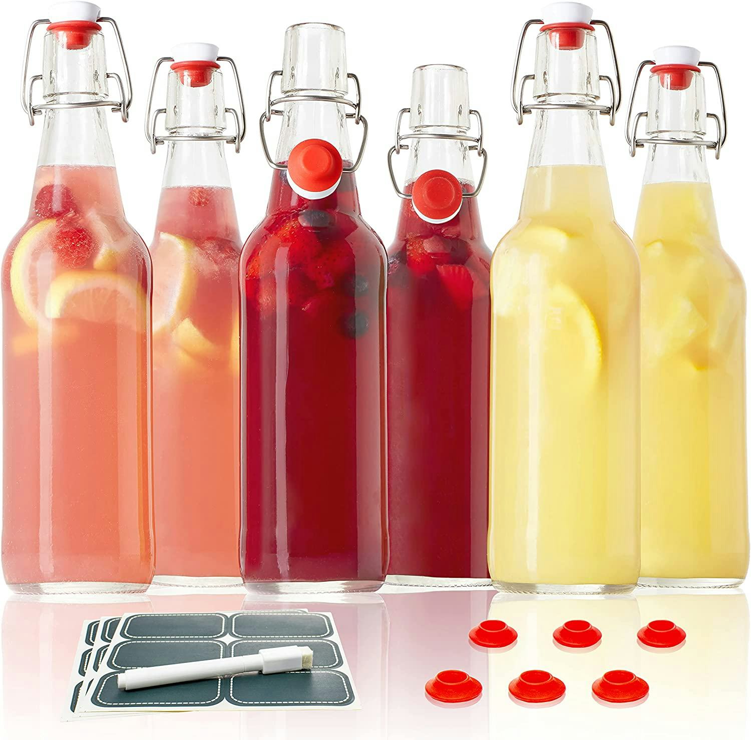 Otis Classic Glass Bottles with Caps (6-pack)