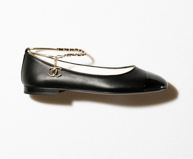 Lambskin & Patent Calfskin Ballerinas