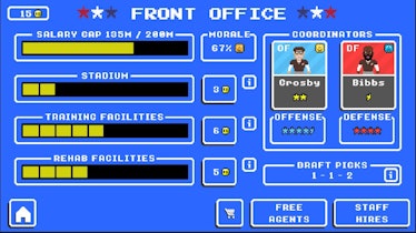 A screenshot of a stats segment in the most thrilling retro sports game, Retro Bowl