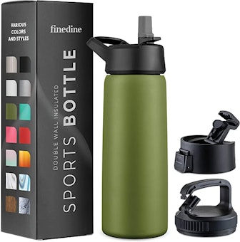 FineDine Stainless Steel Water Bottle With Straw Lid