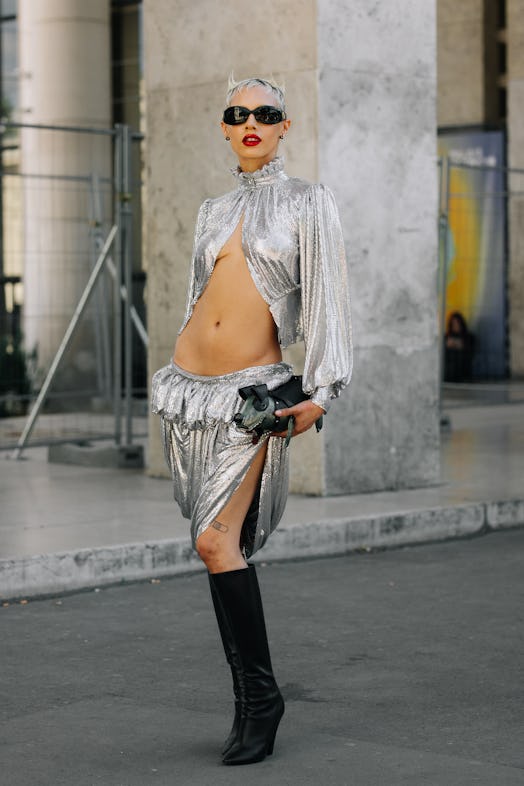 silver dress couture fashion week 2022