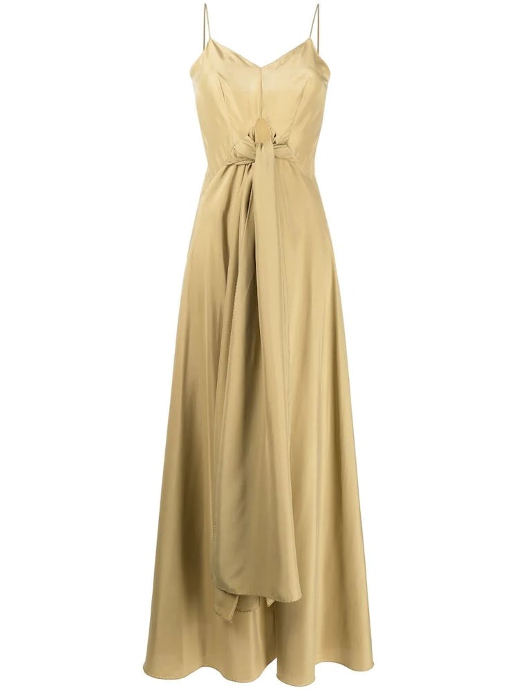 Alberta Ferretti beige silk maxi dress