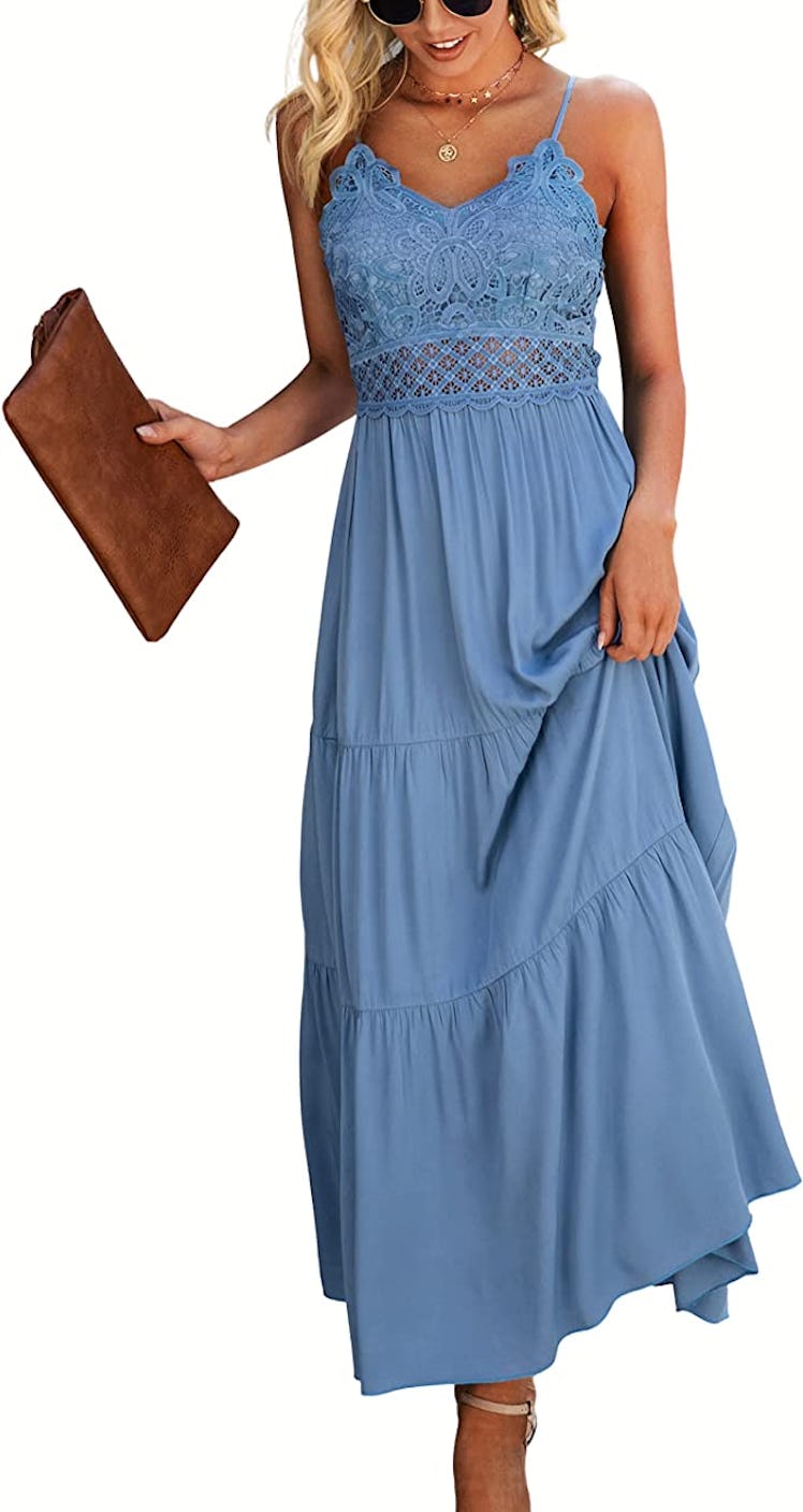A crotchet tiered maxi dress which is a long summer dress for maximum style with minimum effort