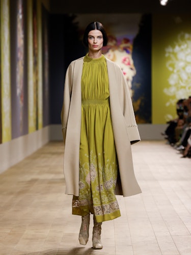 A model walking at Dior's fall 2022 couture show 