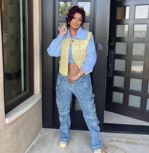 cardi b rainbow nails